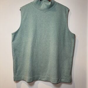 Vintage Company Ellen Tracy Top Tank Women's 1X‎ Green Mock Sleeveless EUC Knit